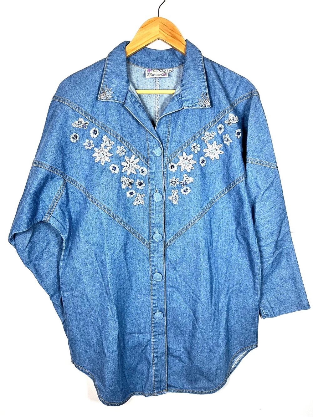 Embroidered Light Blue Denim shirt